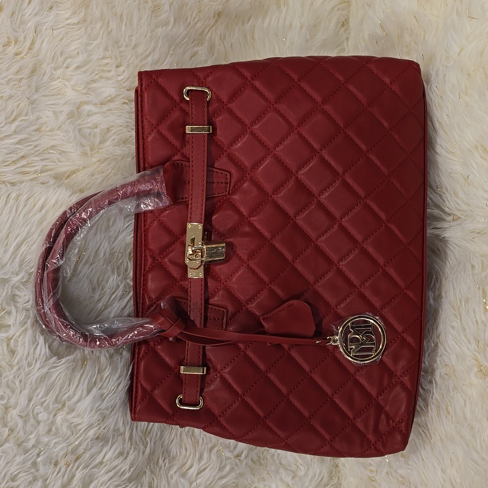 Badgley Mischka Red Quilted Tote